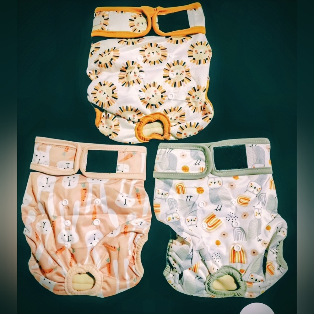 3 NWOT Langsprit Female Dog Diapers Washable Sz Large
